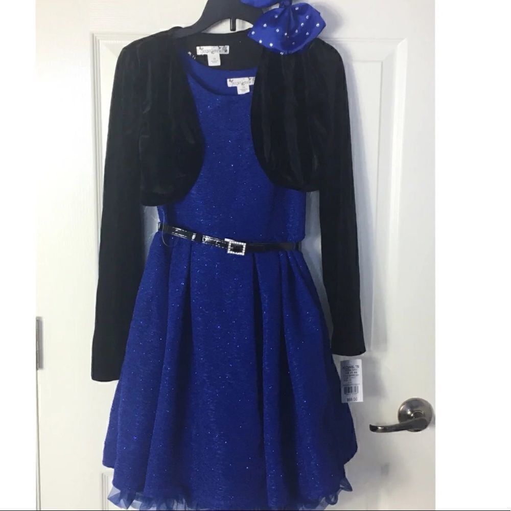 KNIT WORKS Dress With Black Velour Jacket SZ 12